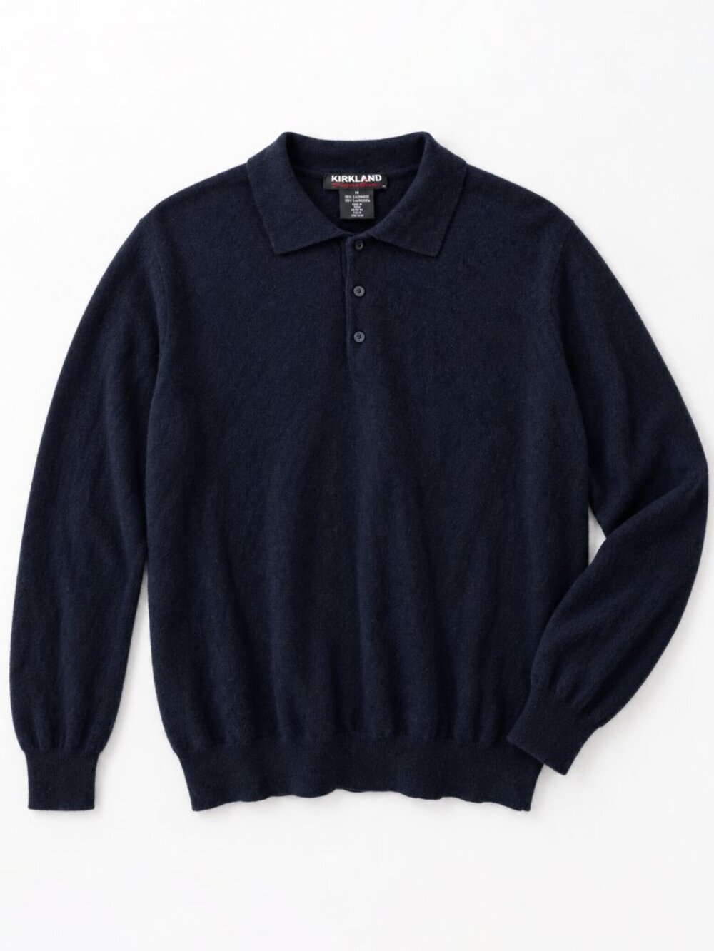 Kirkland Signature Cashmere Sweater Mens M Navy Blue 100% Cashmere Polo Italy